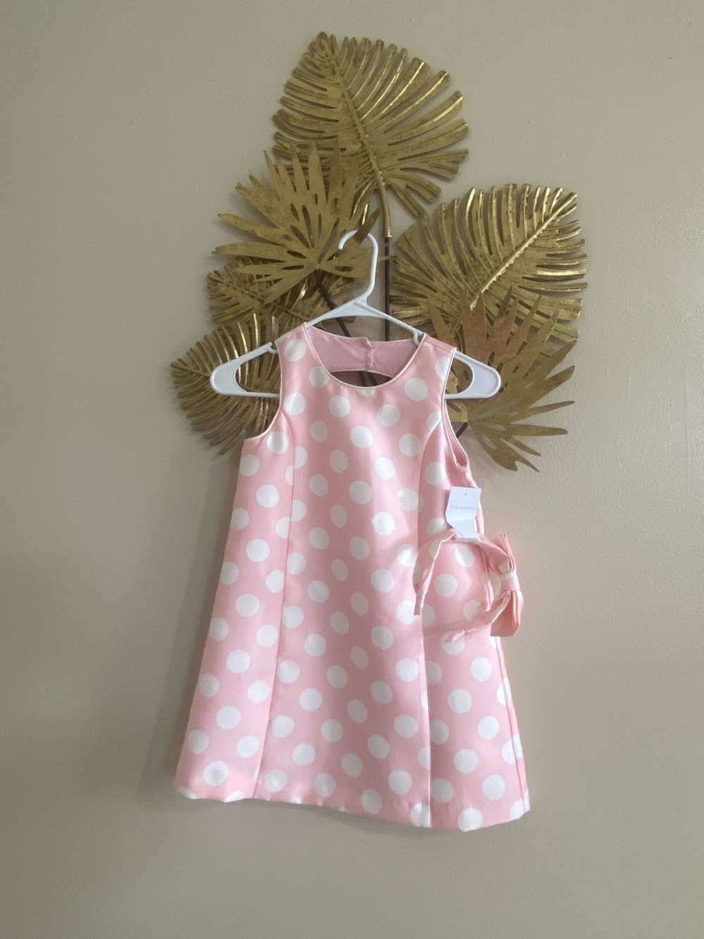 Tahari Pink and White Polka Dot Girls Dress